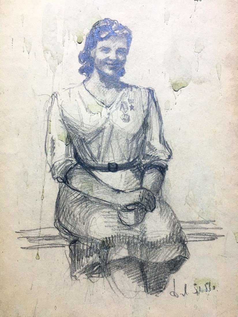 Pencil painting Portrait of mom Dmitry Lednev - 2