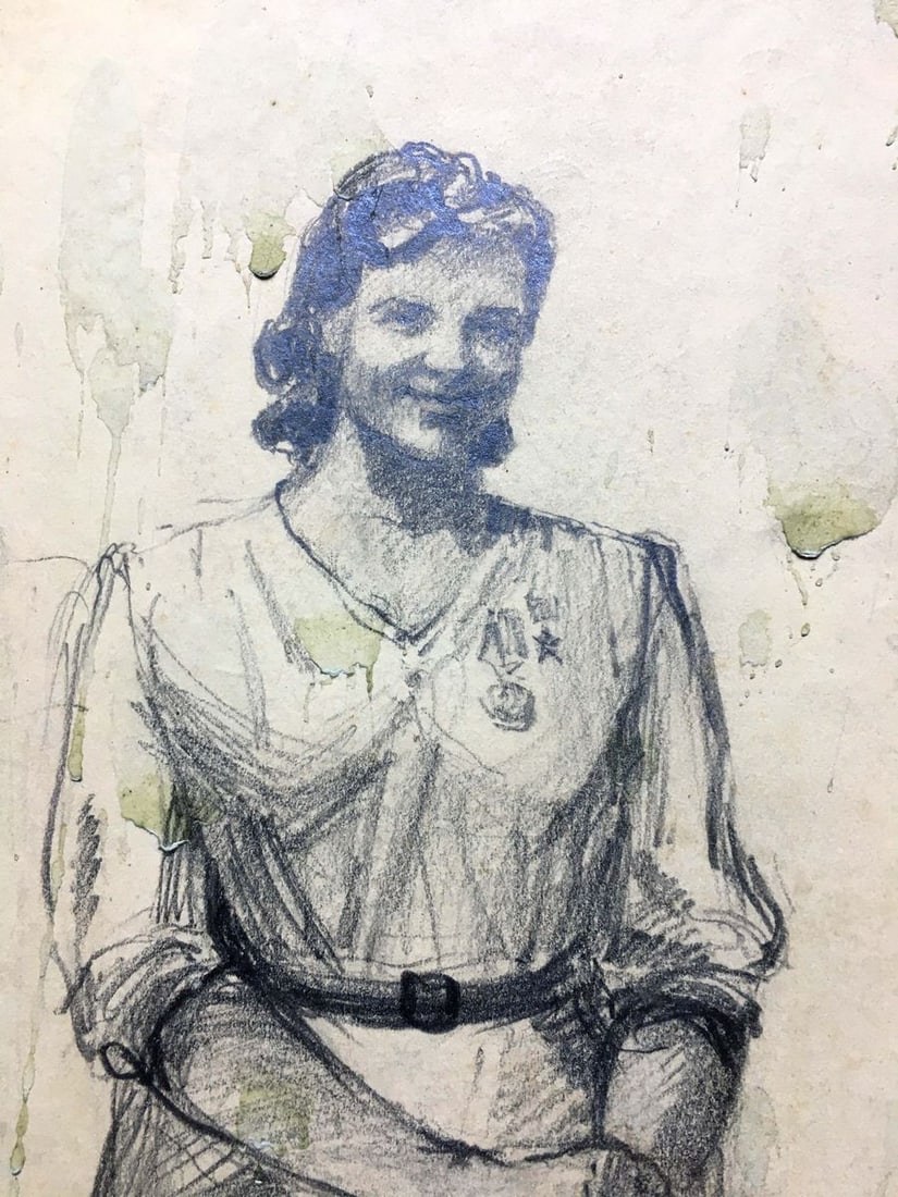 Pencil painting Portrait of mom Dmitry Lednev - 4