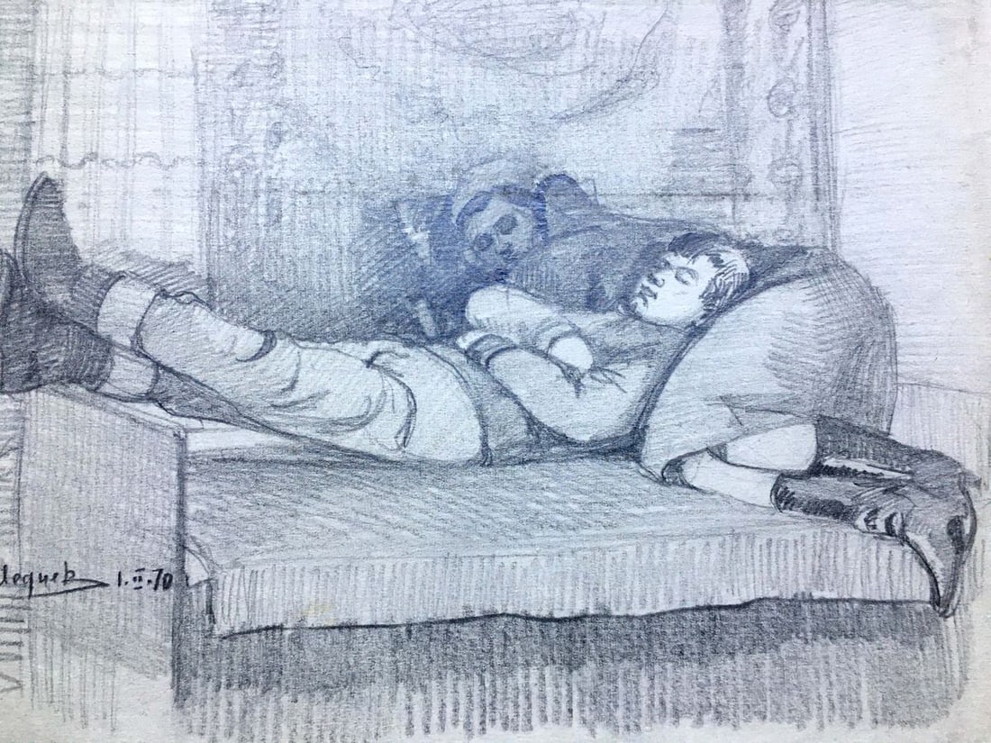 Pencil painting People have a rest Dmitry Lednev - 2