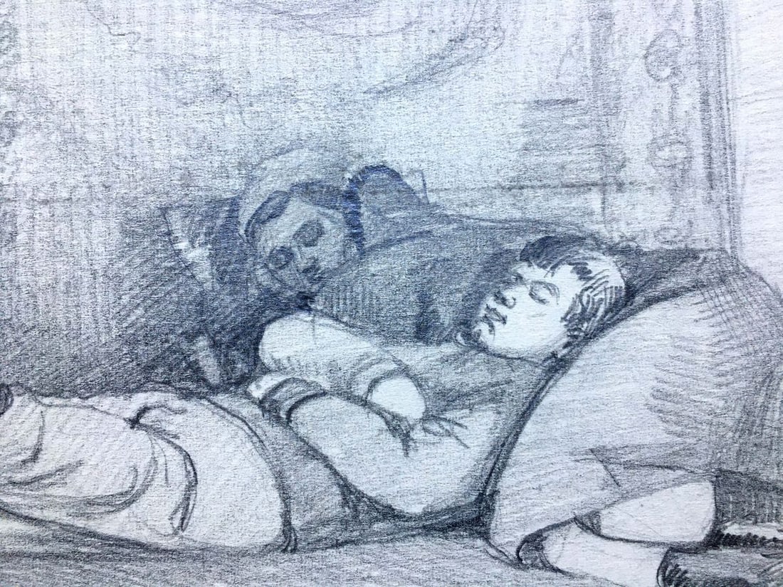 Pencil painting People have a rest Dmitry Lednev - 3