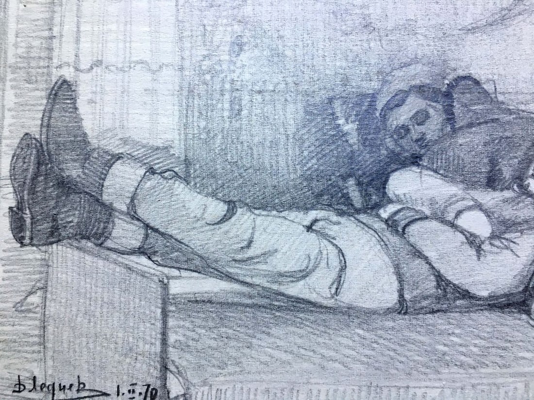 Pencil painting People have a rest Dmitry Lednev - 4