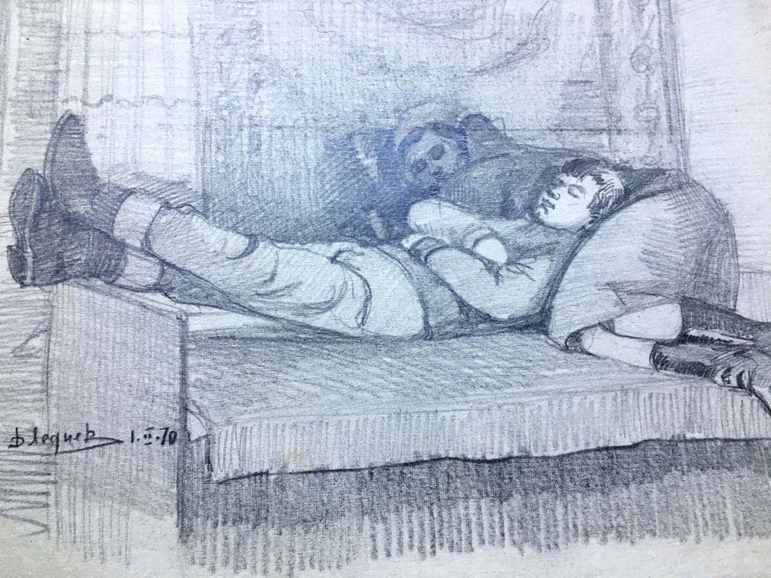 Pencil painting People have a rest Dmitry Lednev - 7