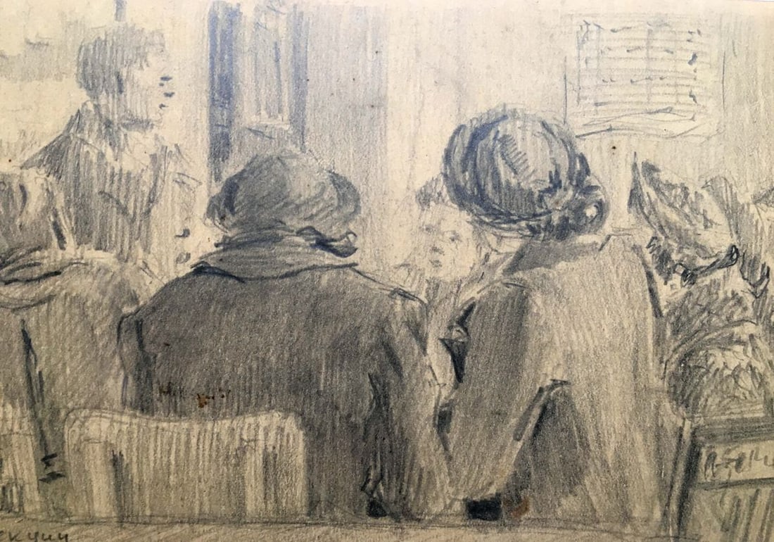 Pencil painting At the lecture Dmitry Lednev - 3