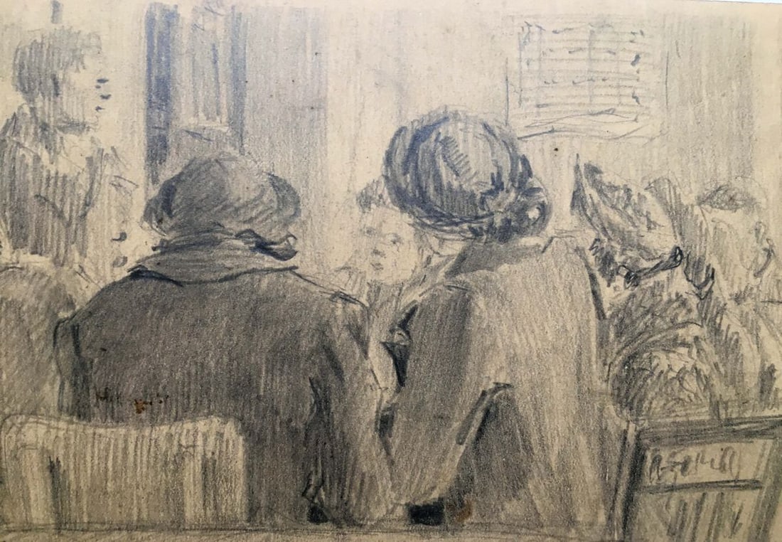 Pencil painting At the lecture Dmitry Lednev - 4