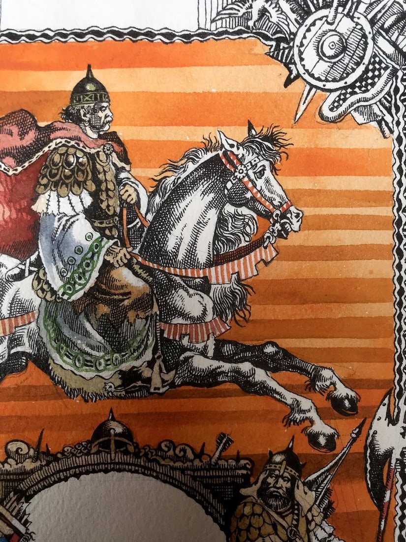 Watercolor painting King on horseback Alexander Arkadievich Litvinov - 6