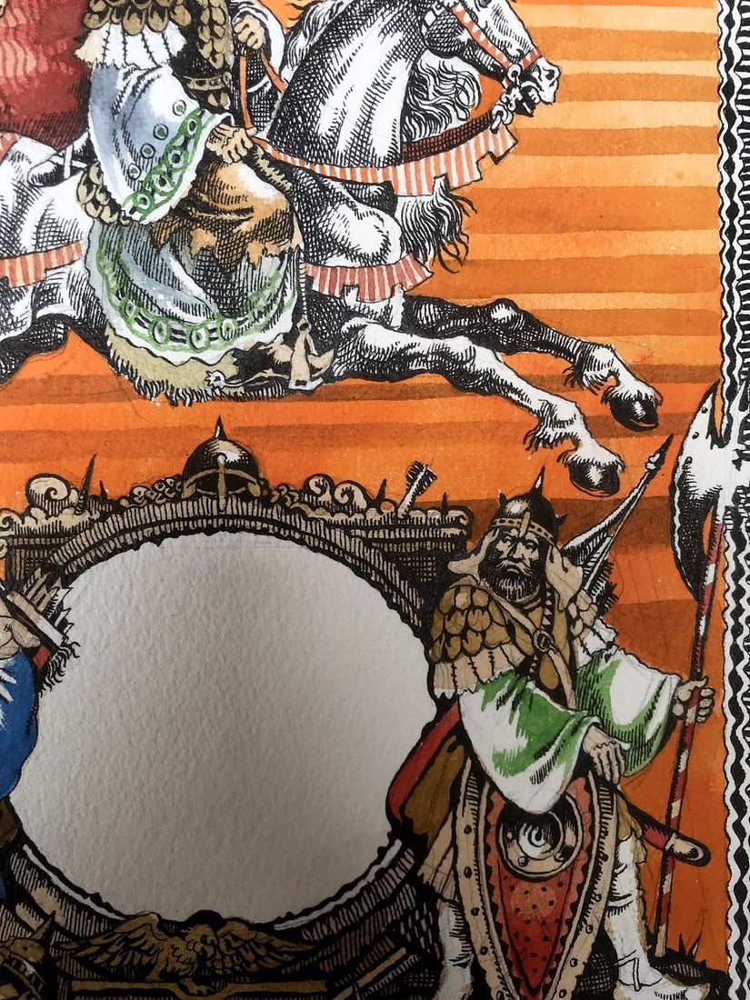 Watercolor painting King on horseback Alexander Arkadievich Litvinov - 8