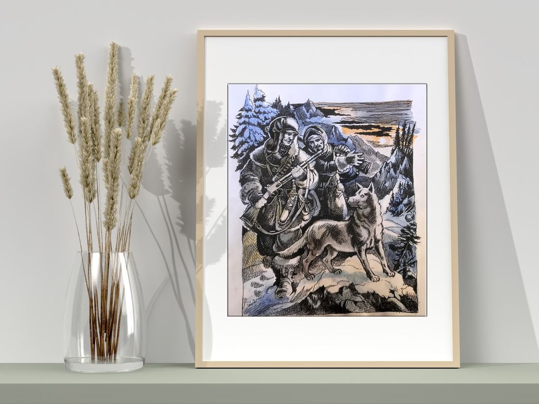 Pen painting Hunters Alexander Arkadievich Litvinov - 2