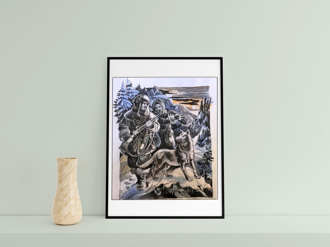Pen painting Hunters Alexander Arkadievich Litvinov - 3