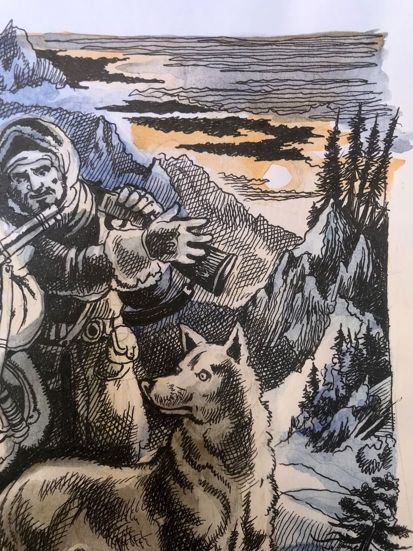 Pen painting Hunters Alexander Arkadievich Litvinov - 6