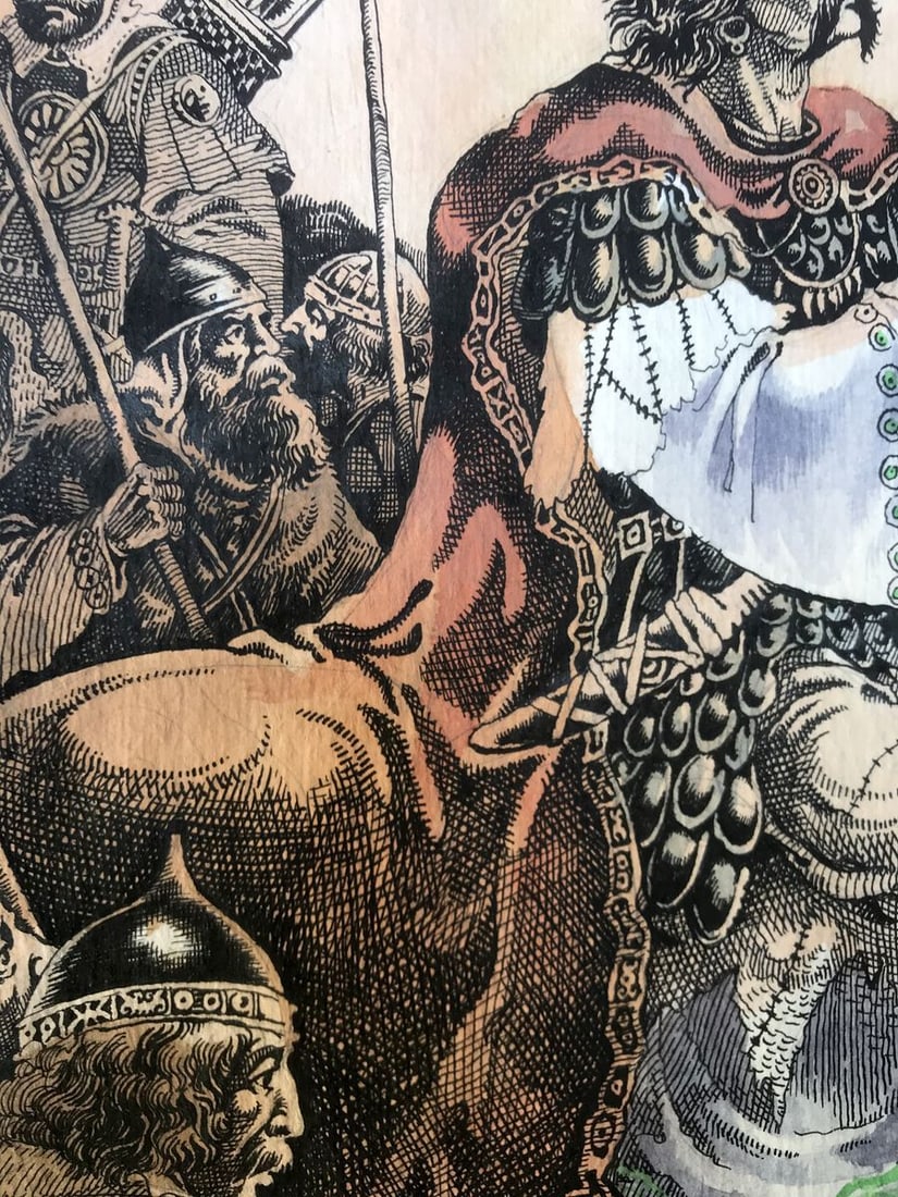 Pen painting Behind the king Alexander Arkadievich Litvinov - 10