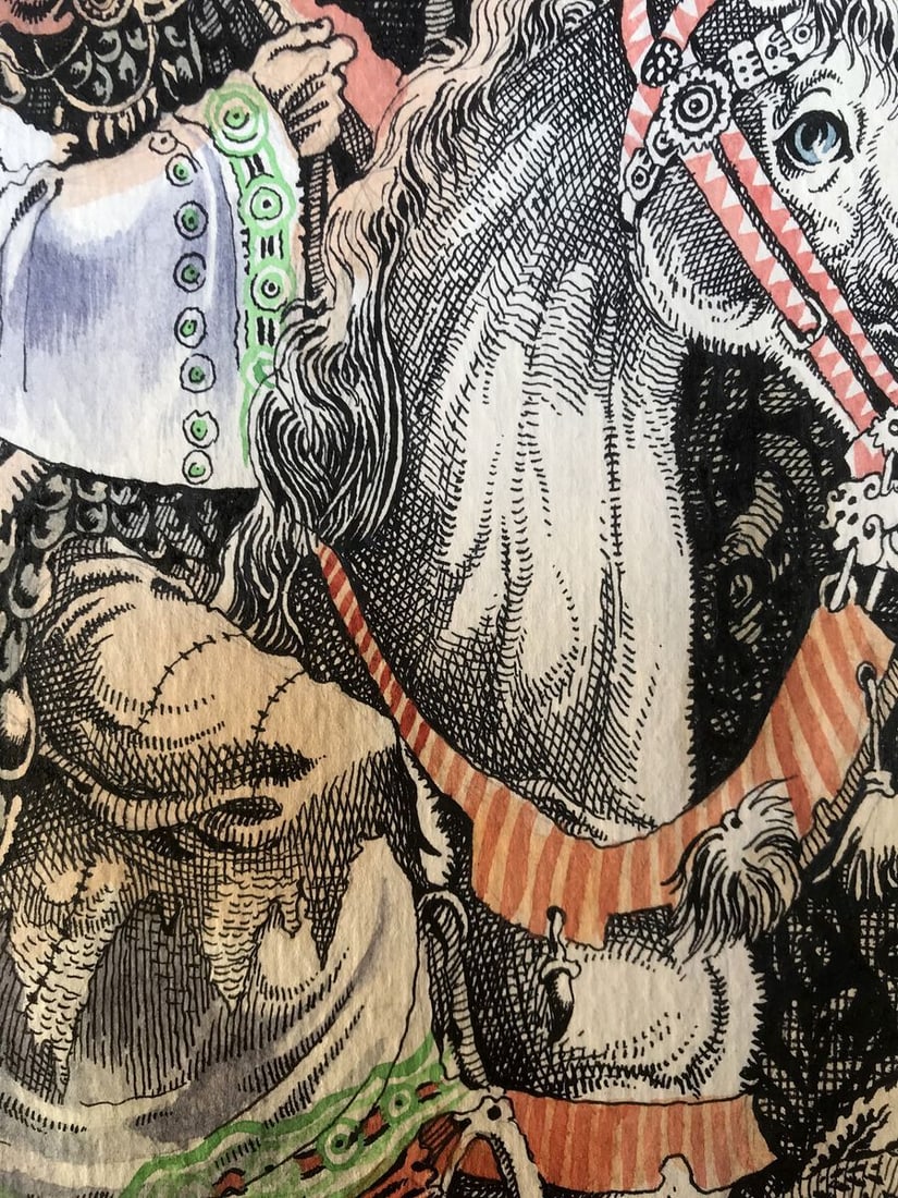 Pen painting Behind the king Alexander Arkadievich Litvinov - 11