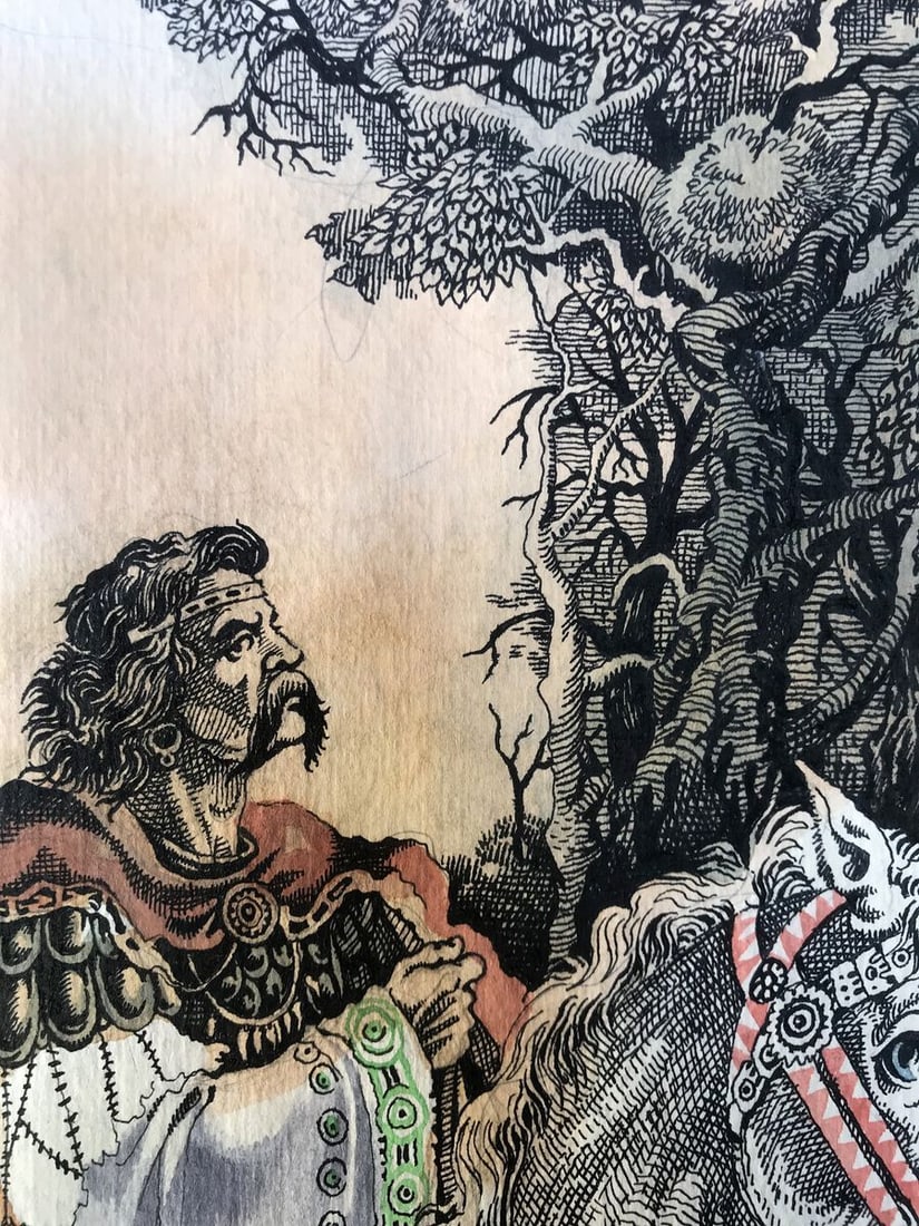 Pen painting Behind the king Alexander Arkadievich Litvinov - 5