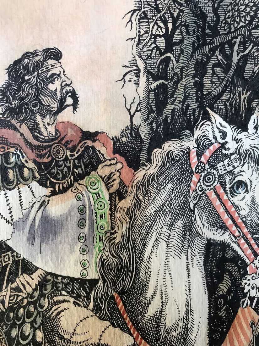 Pen painting Behind the king Alexander Arkadievich Litvinov - 7