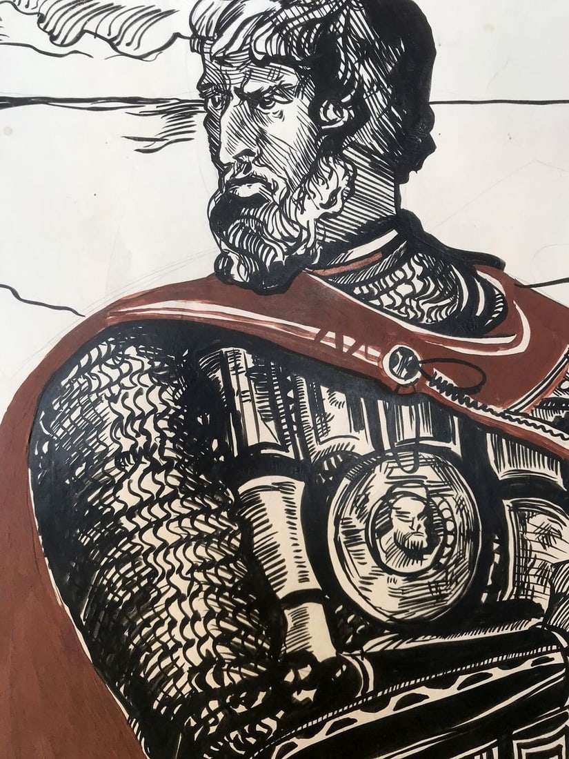 Pen painting Portrait of a warrior Alexander Arkadievich Litvinov - 6