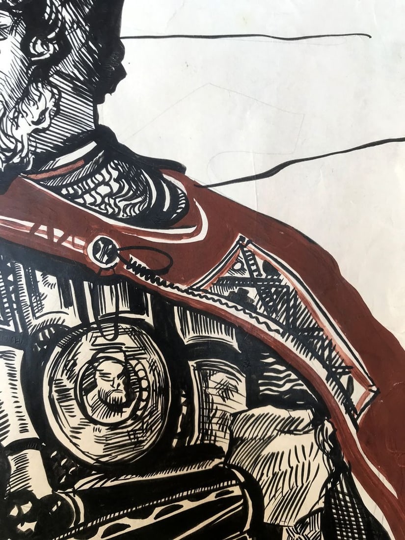 Pen painting Portrait of a warrior Alexander Arkadievich Litvinov - 7