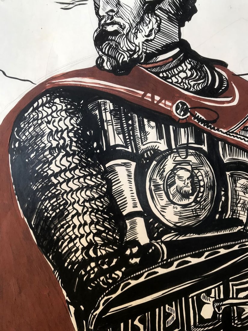 Pen painting Portrait of a warrior Alexander Arkadievich Litvinov - 8