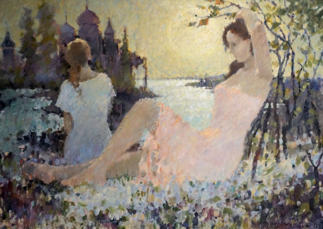 Oil painting Girl near the shore Zhurakovsky Victor Petrovich - 2