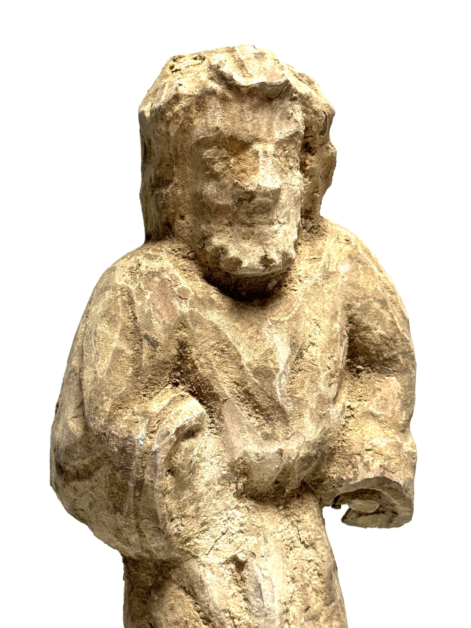 Old carved sculpture of a saint - 4