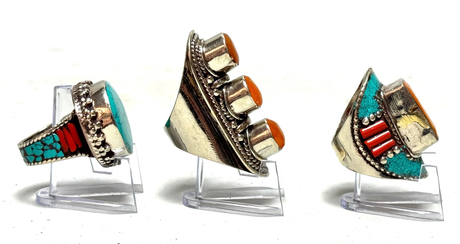 Authentic Navajo Jewelry Set - Three Rings - 2