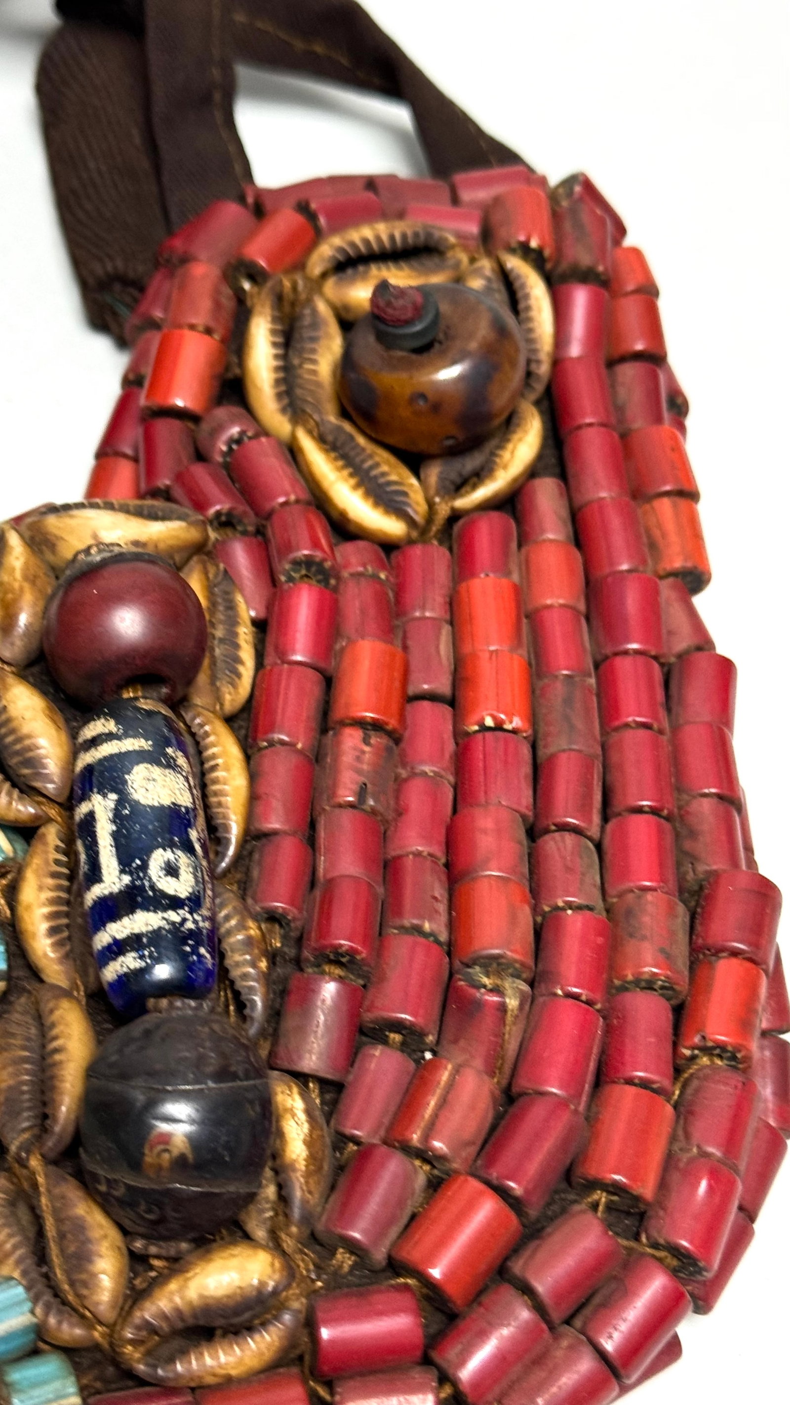 Antique Tibetan Perak Breastplate: Cornelian beads, Turquoise, Shells, gemstone, Kashmir, Jewelry - 9