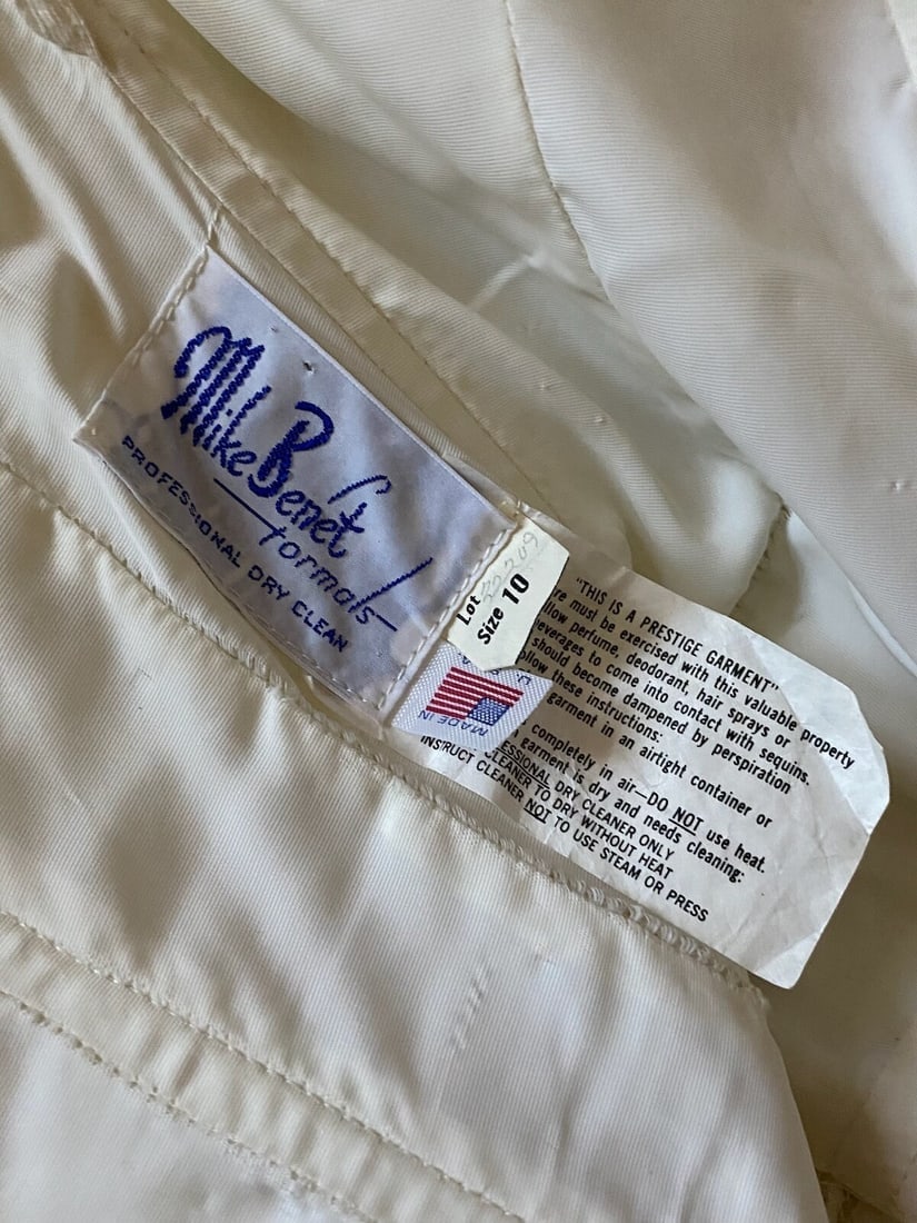 Vintage 1970s Sequin Evening Gown Wedding Dress Ballgown Mike Benet Sz S W26 - 8