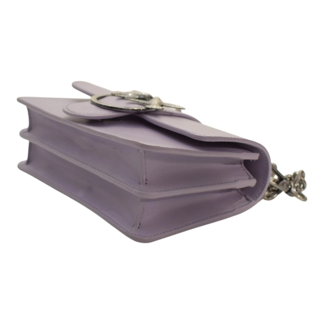 Pinko Love One Mini C Bag – Lilac Leather with Chain Strap & Bird Buckle - 8