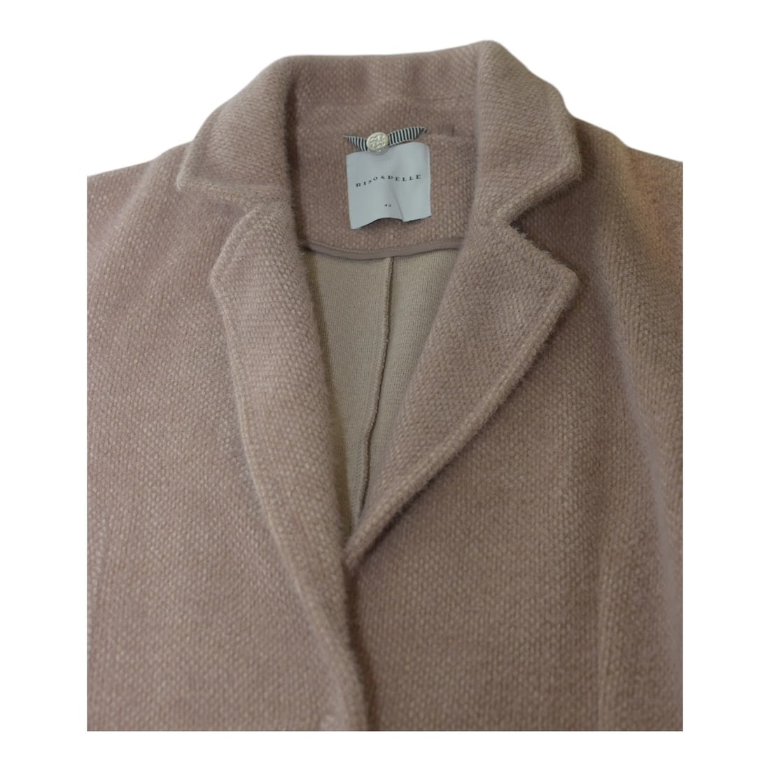 Rino + Pelle Beige Knee Length Snap Buttons Unlined Coat size 42 - 7