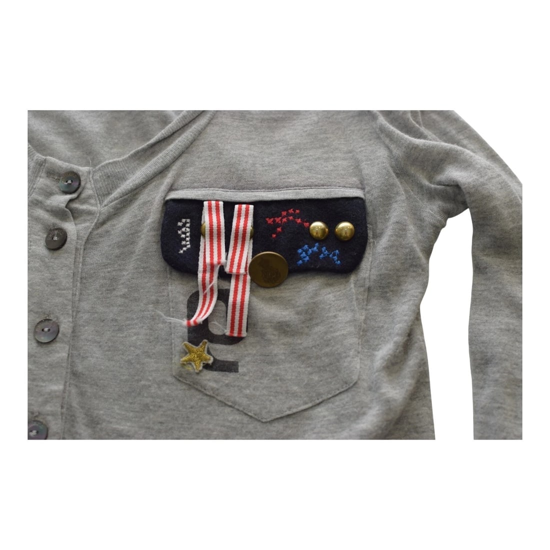 Galliano Gray Long Sleeve Viscose T- Shirt top w. Buttons size L - 4