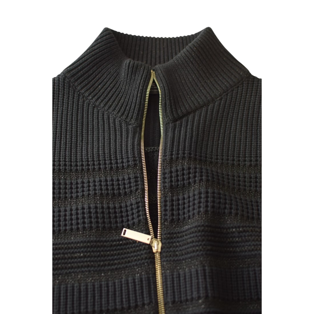 Elisabetta Franchi Black Gray Knit Gillet Vest Top Cardigan Zipper front sz 44 - 5