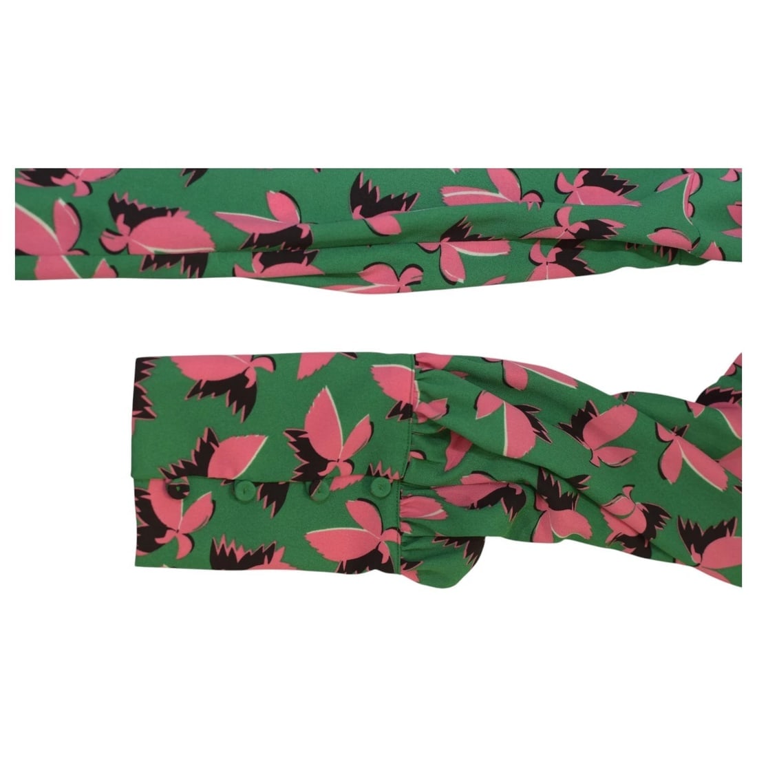 DVF Diane Von Furstenberg Glamazon Green Pink Floral Calf Length Dress size 10 - 7