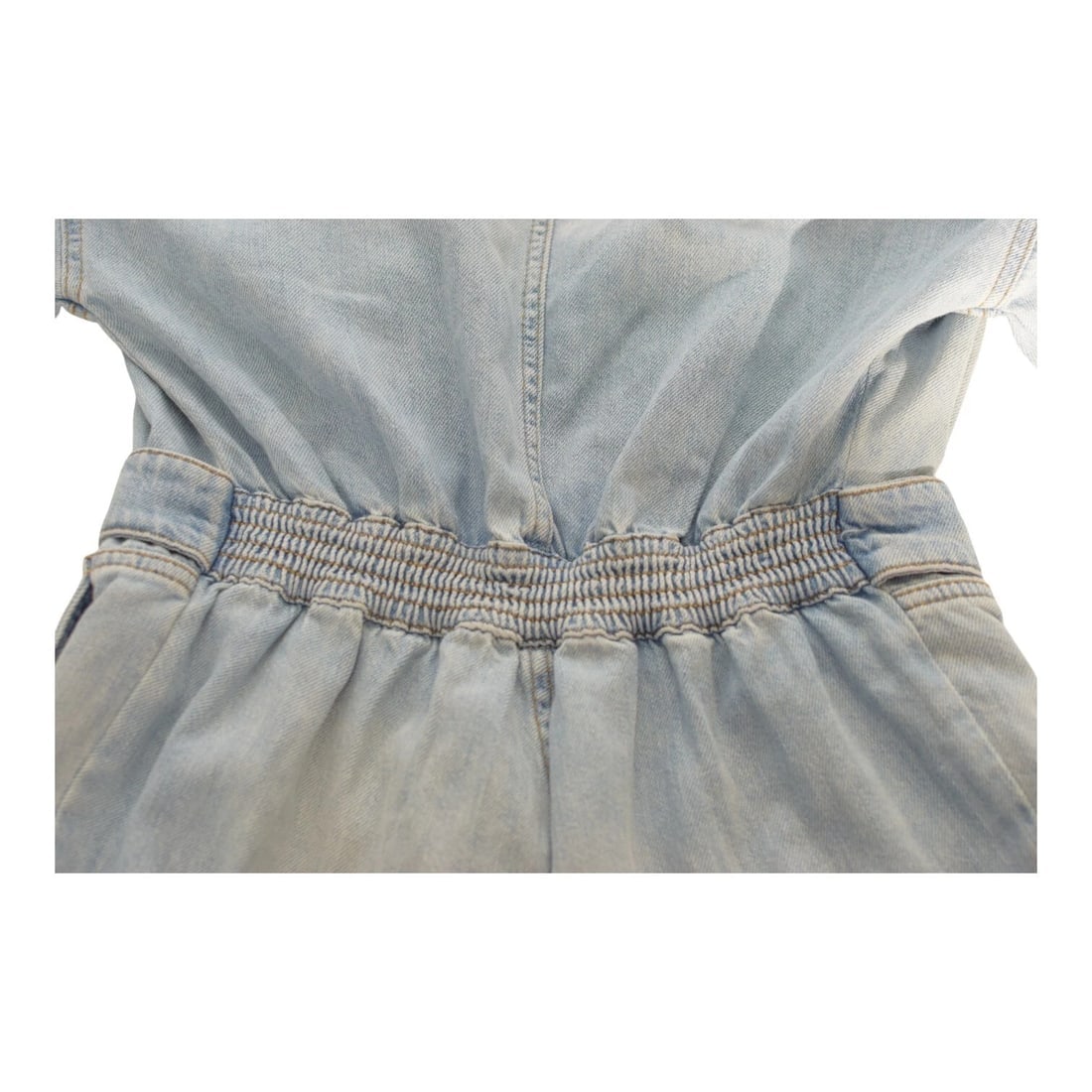 Pinko Blue Denim Short Sleeves Zipper Cropped Jumpsuit Playsuit size 38 - 9