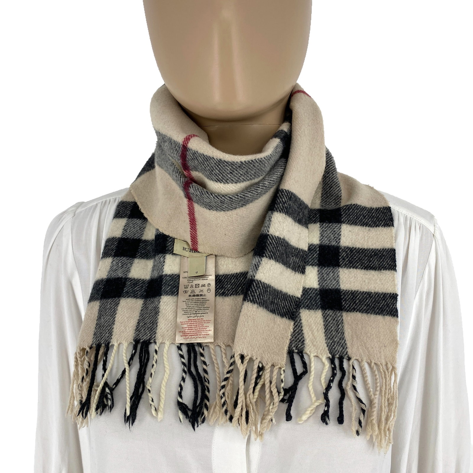 Burberry Children Beige Merino Wool & Cashmere Small Scarf - 3