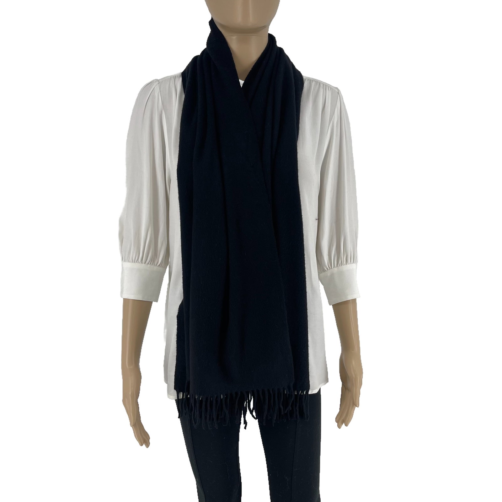 Ing. Loro Piana Black Solid 100% Cashmere Scarf - 3