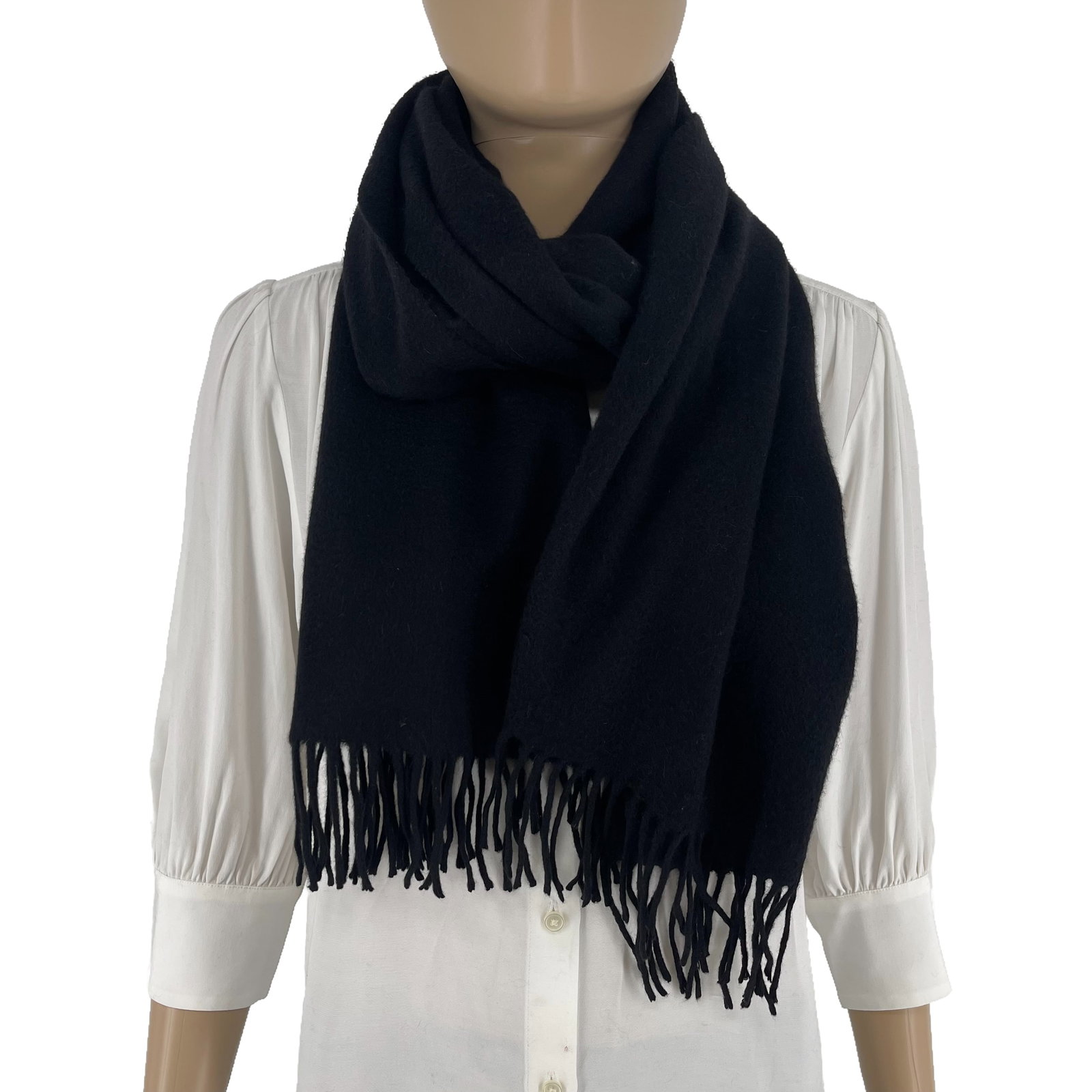 Ing. Loro Piana Black Solid 100% Cashmere Scarf - 4