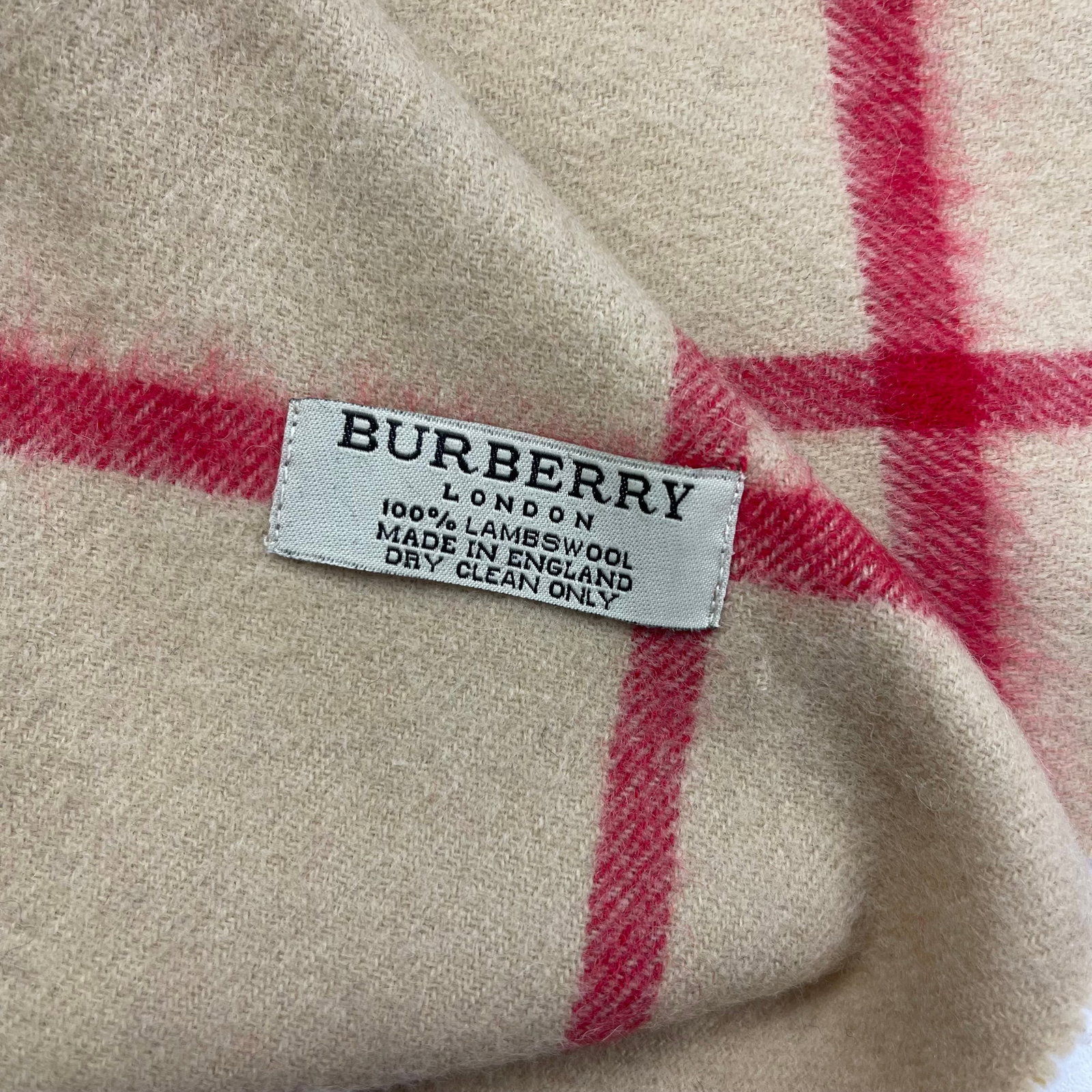 Burberry Beige Plaid 100% Wool Scarf - 6