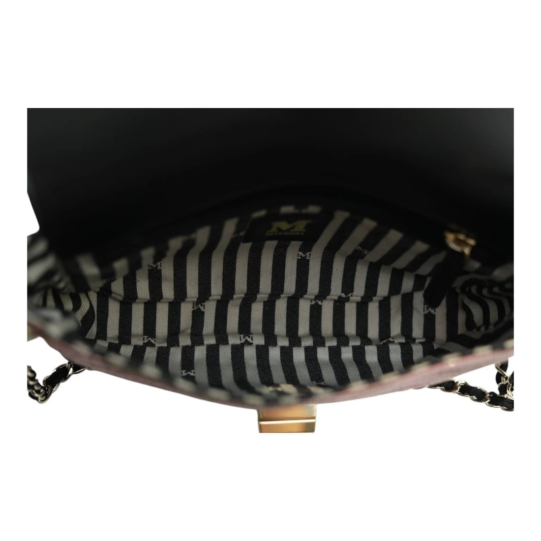 Missoni Pink Shiny Jacquard Fabric Striped Long Chain Crossbody Bag Handbag - 13