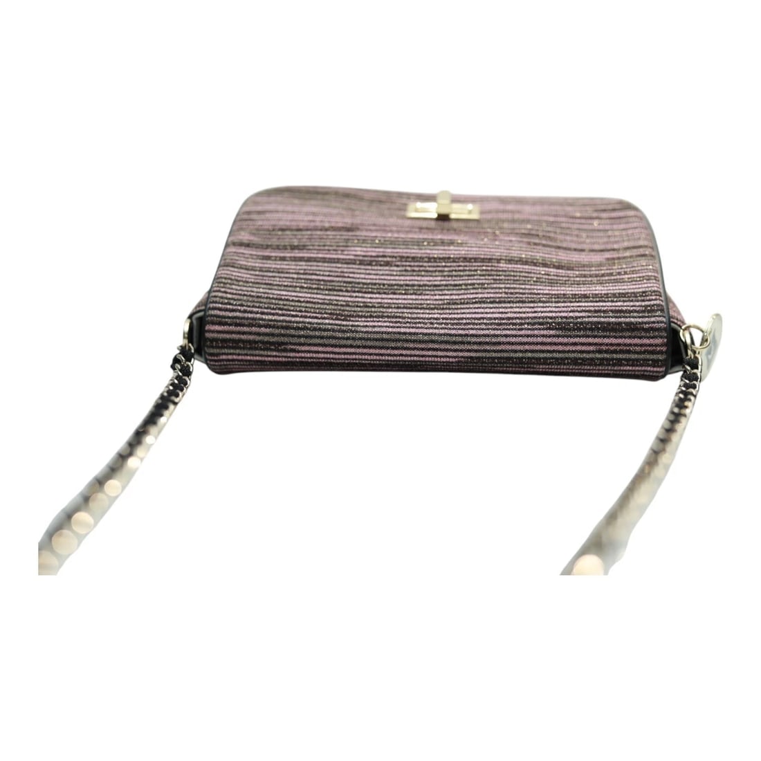 Missoni Pink Shiny Jacquard Fabric Striped Long Chain Crossbody Bag Handbag - 4