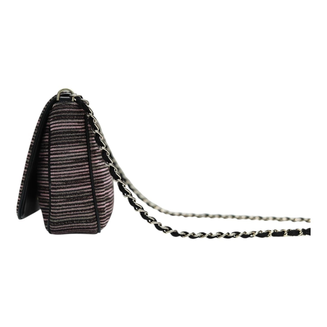 Missoni Pink Shiny Jacquard Fabric Striped Long Chain Crossbody Bag Handbag - 7