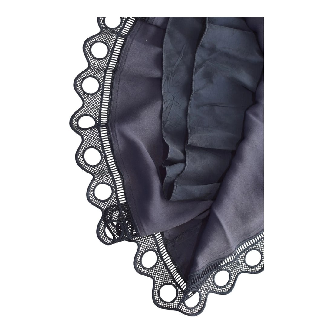 Dondup Blue Criss Cross Tie Front Lace Hem Pleated Skirt Mini Dress size 42 - 7