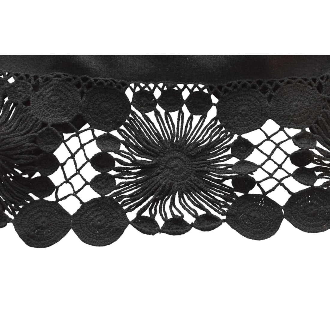 Valentino Red Black Wool Cashmere Knit Crochet Hemline Mini Dress size 44 - 8