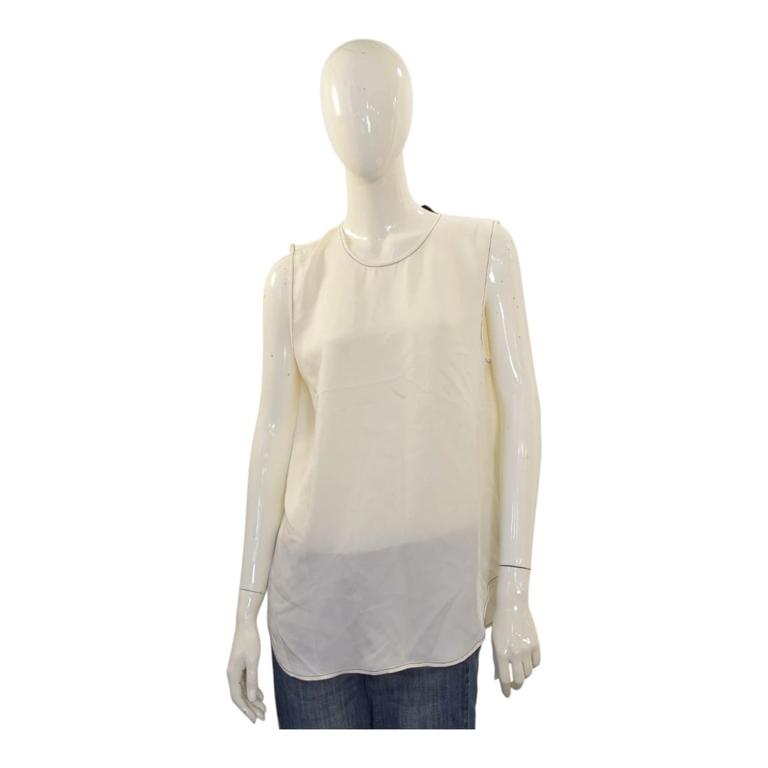 Theory Ivory Sleeveless Silky Tunic Top Minimalist Luxury Designer Piece Size L: Title:Theory Ivory Sleeveless Silky Tunic Top Minimalist Luxury Designer Piece Size LDescription:Theory Ivory Sleeveless Silk Tunic Top – Minimalist Luxury Designer Piece Size L This Theory