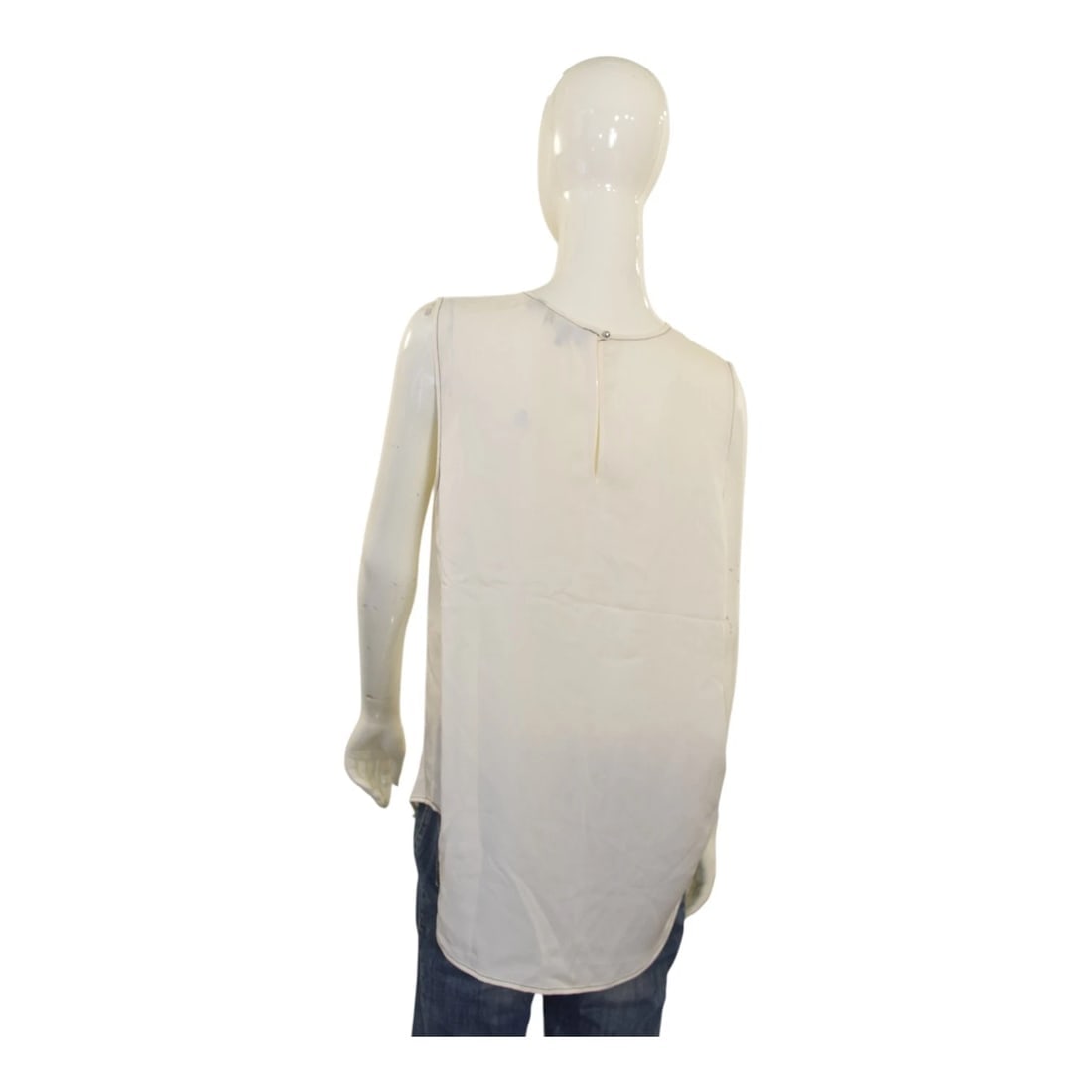 Theory Ivory Sleeveless Silky Tunic Top Minimalist Luxury Designer Piece Size L - 2