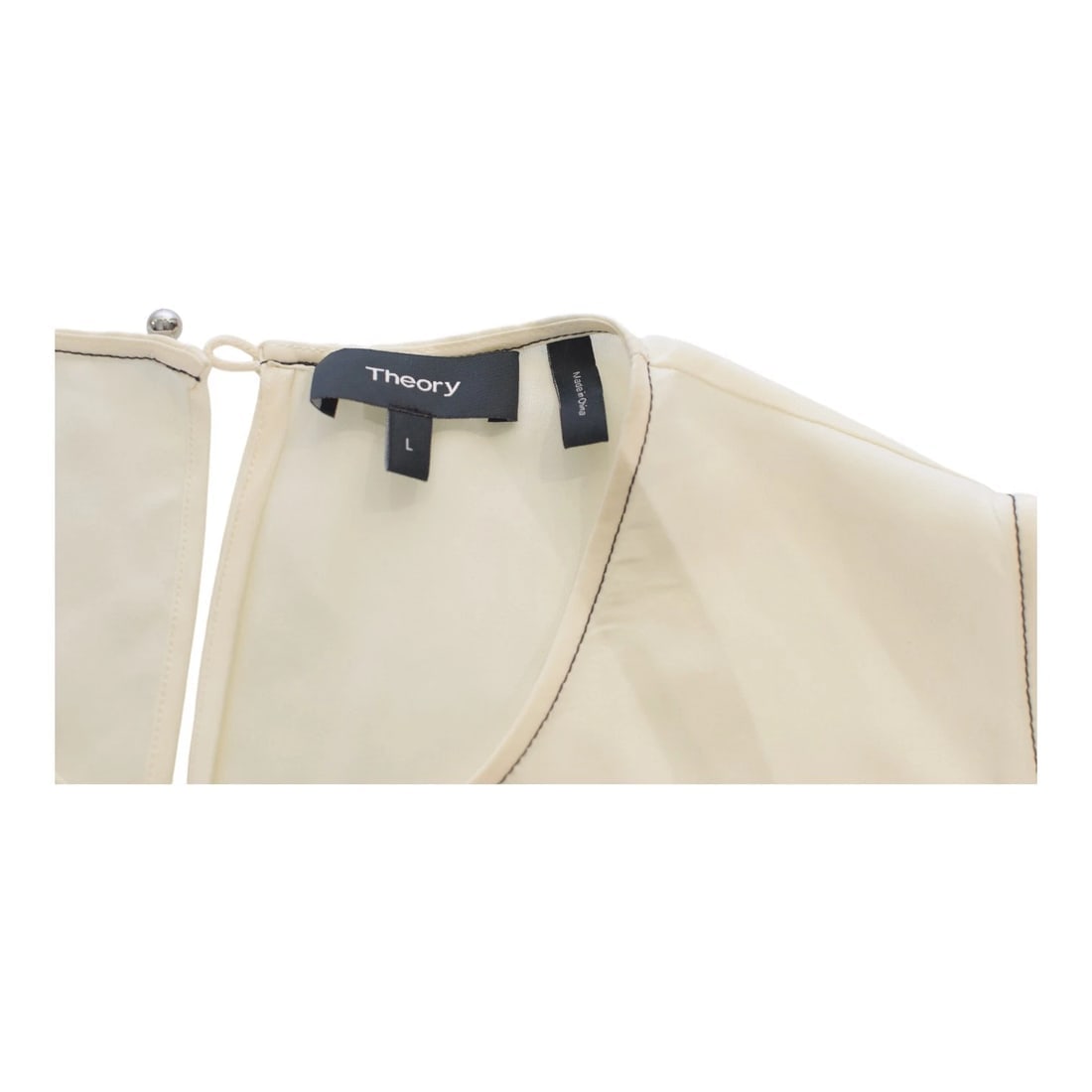 Theory Ivory Sleeveless Silky Tunic Top Minimalist Luxury Designer Piece Size L - 4