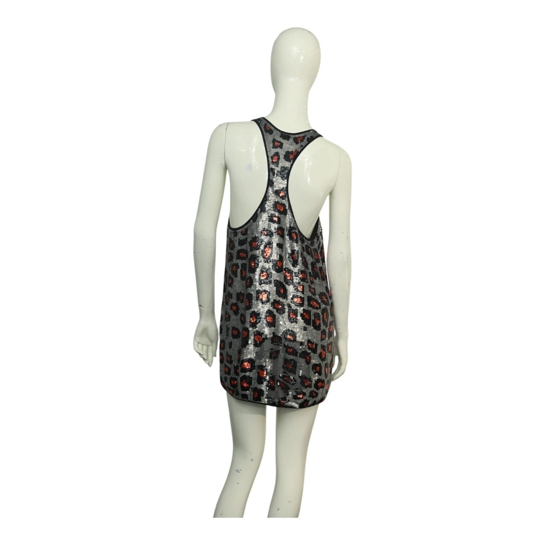 Ashish Silvery Fully Sequined Leopard Print Mini Length Tank Dress size S - 2