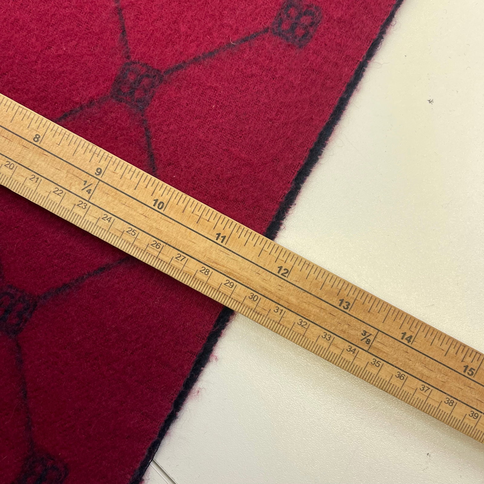 Balenciaga Navy Blue & Red 100% Wool Scarf - 7