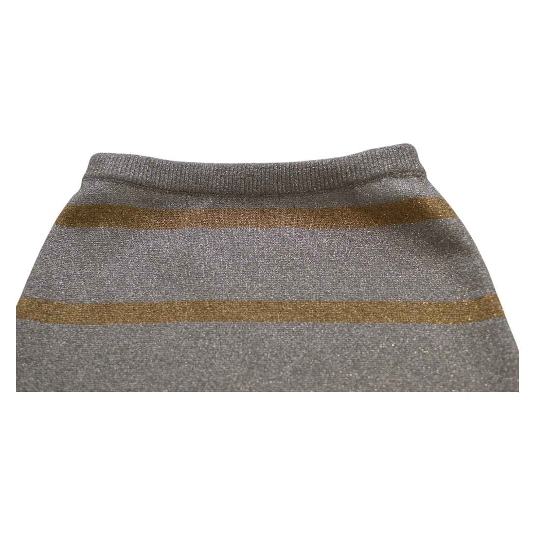 Paco Rabanne Metallic Gold Silver Knit Elastic Long Maxi Skirt size S - 4