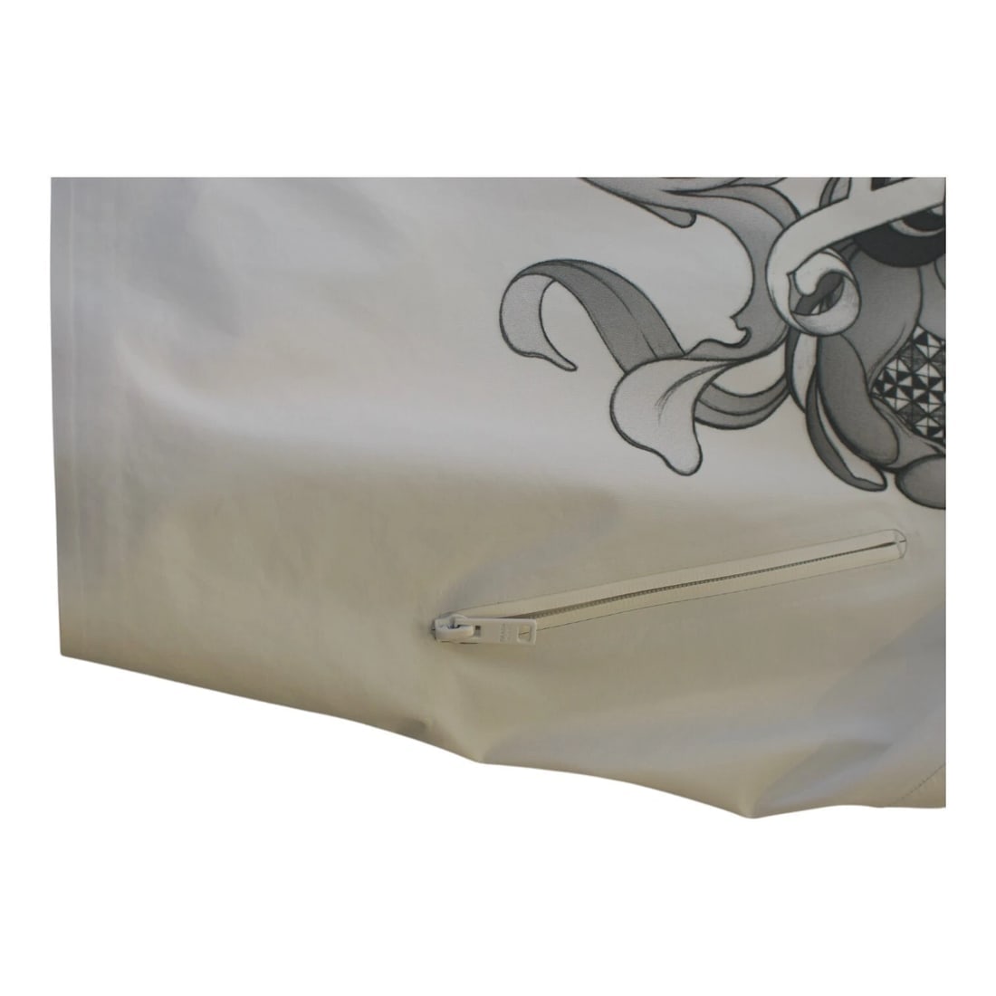 PRADA light gray printed trench jacket raincoat windbreaker with hood size 44 - 9