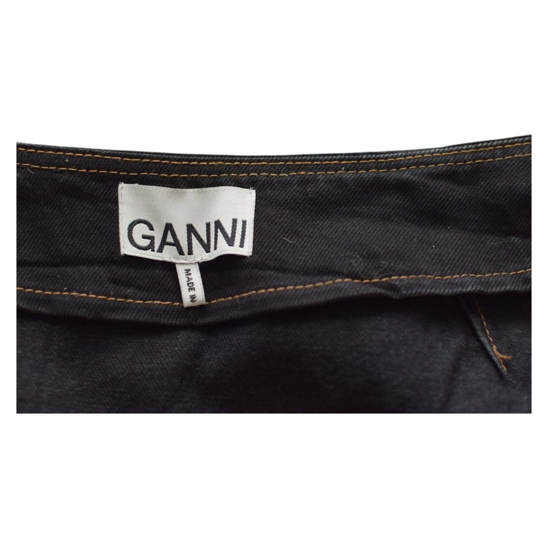 Ganni Gray Black Denim Zebra Pattern Mini Wrap Skirt Jeans Size 36 - 3