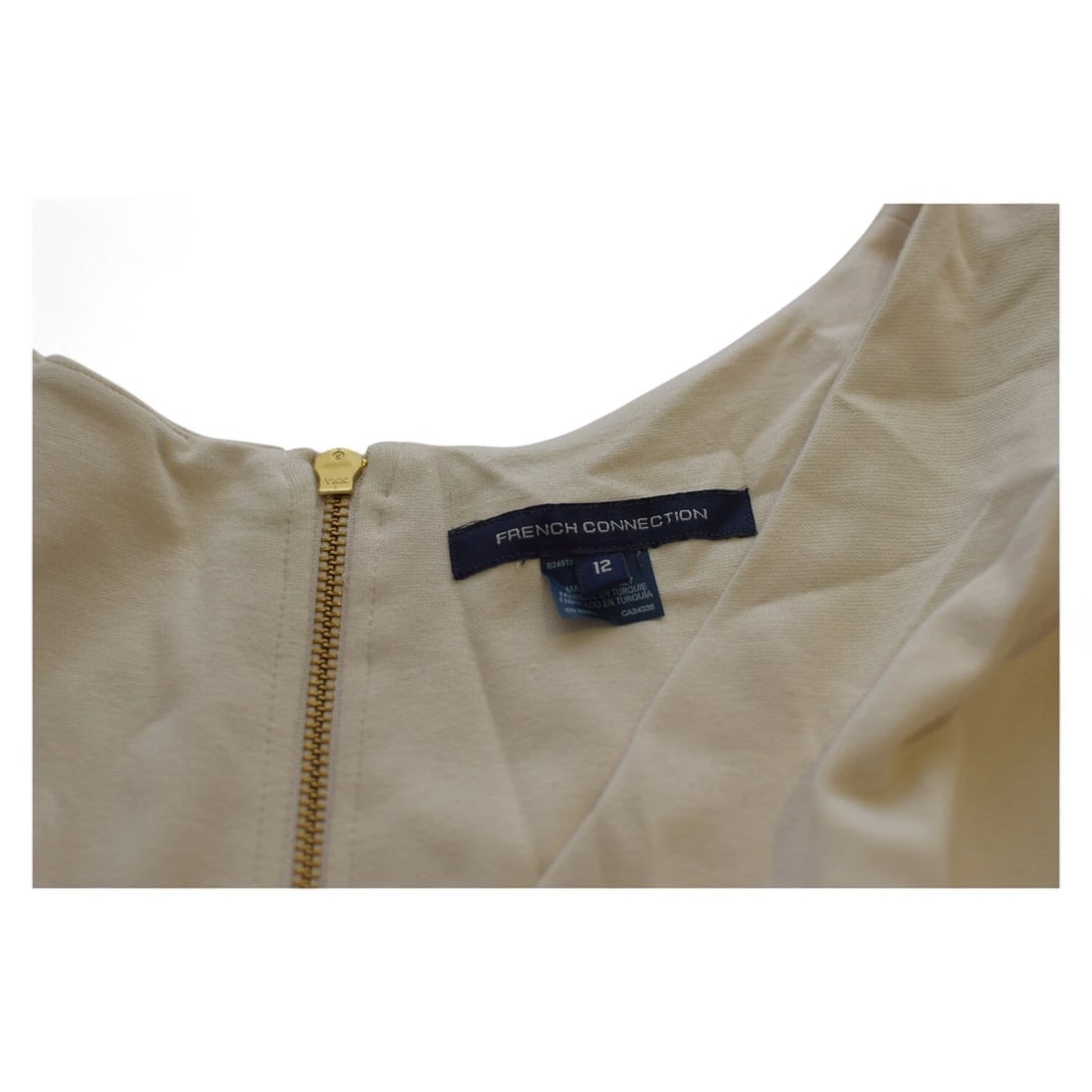 French Connection Ivory Cream Viscose V- Neckline Mini Dress size 12 - 3