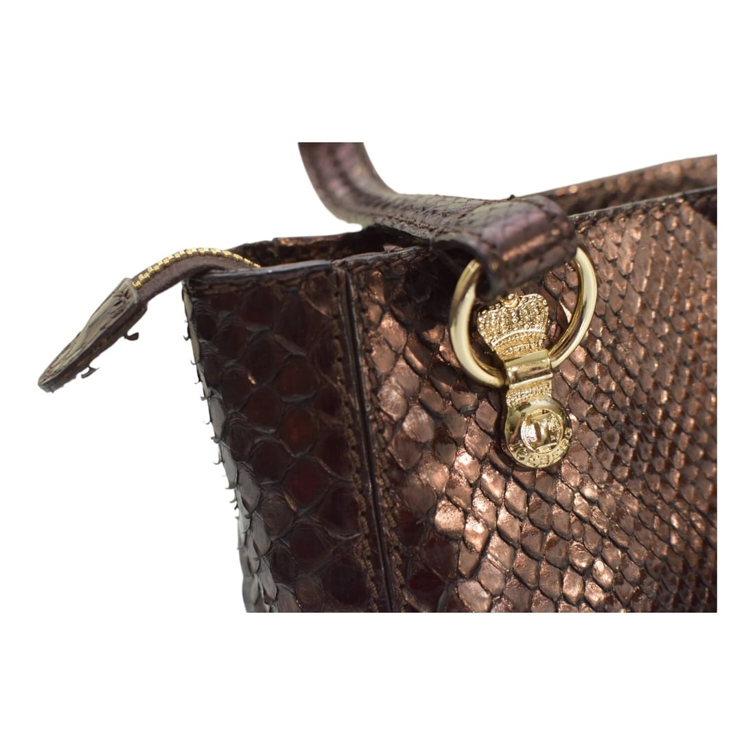 Iceberg Shiny Brown Snakeskin Leather Top Handles Small Handbag Shoulder bag - 20
